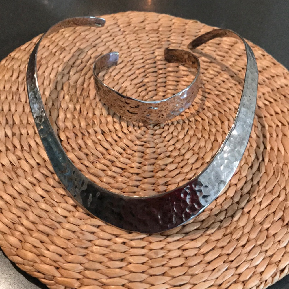 Hammered silver set